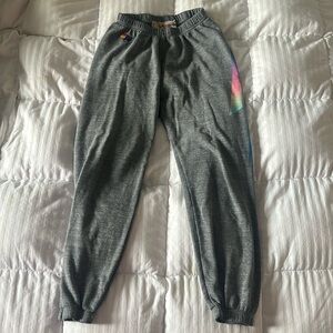 Aviator Nation rainbow lightning bolt women’s sweatpants: size small